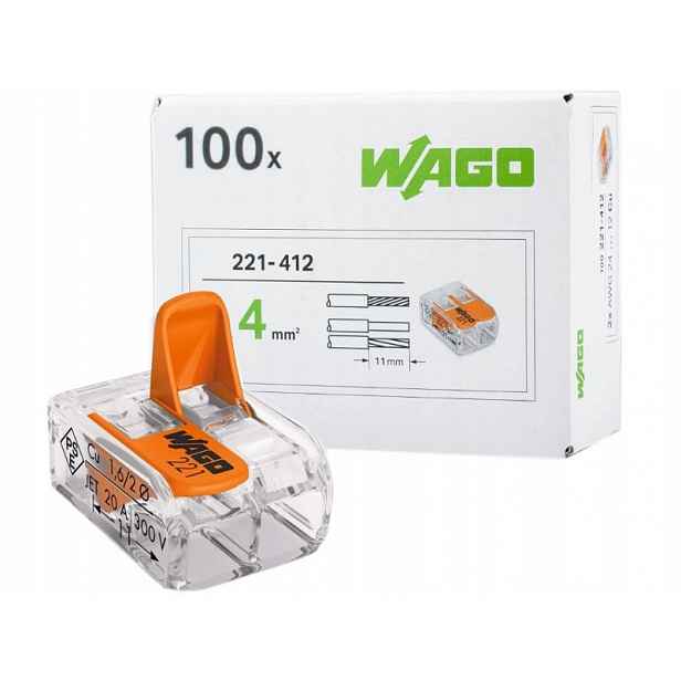 100 X Wago 221-412 Rychlospojka Drát Linka 0,2 4 mm² 2x4 mm Sada