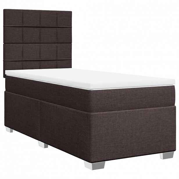 vidaXL Box spring postel s matrací tmavě hnědá 90x190 cm textil