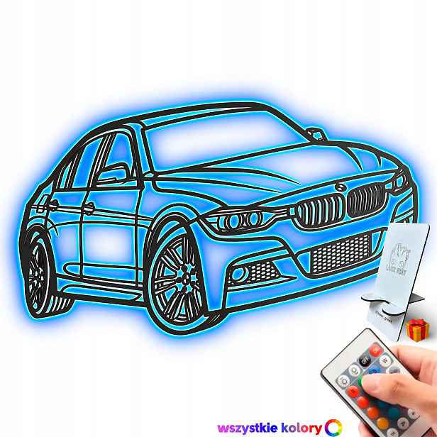 Dřevěný 3D obraz Bmw 3 Series (F30) line Dárek Noční Lampa Led XL