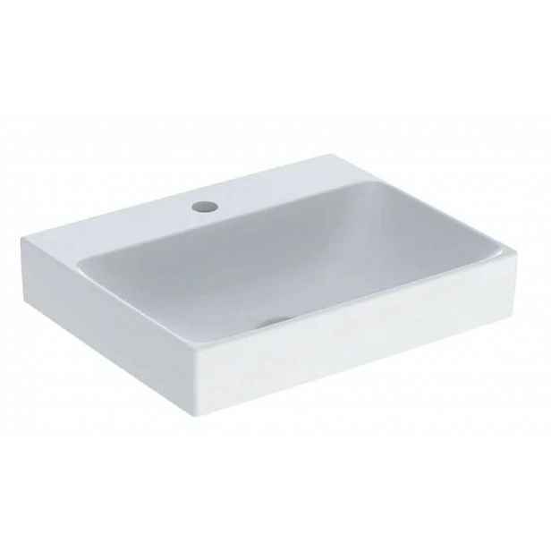 Geberit ONE - Umyvadlo na desku 50x40x14 cm, bez přepadu, s otvorem pro baterii, KeraTect, bílá 505.030.01.6