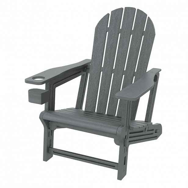 ML-DESIGN ADIRONDACK LEŽÁK s držákem na nápoje, šedý, z plastu