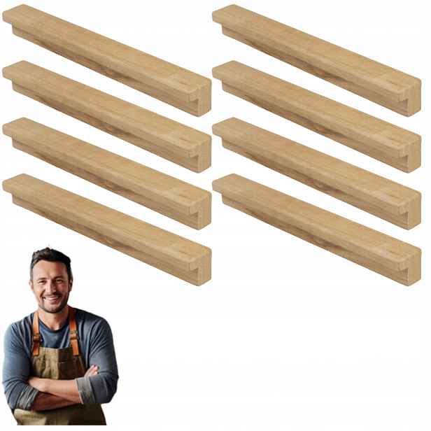 Nábytková Úchytka Dřevěný do skříňky Zásuvky Bato 128/173 mm Dubový 8 ks