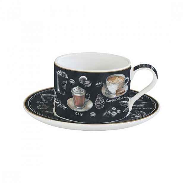 Šálek na kávu s podšálkem, porcelán, 240 ml, "Barista" - Easy Life