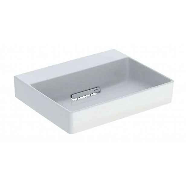 Geberit ONE - Umyvadlo na desku 50x41x14 cm, skrytý přepad, bez otvoru pro baterii, vodorovný odtok, KeraTect, bílá 505.023.00.1