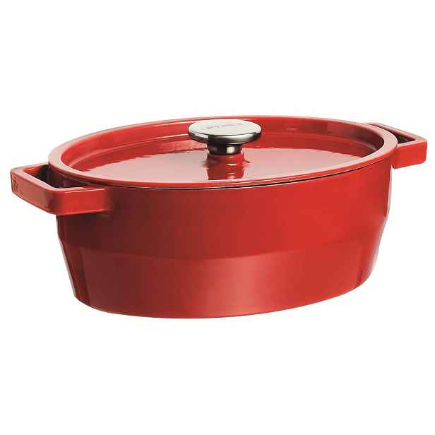 Litinový kastrol s poklicí PYREX 6l červený