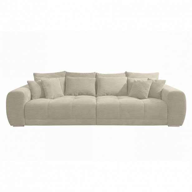 luma-home BIG-SOFA s pružinovým jádrem, Š306/H134/V86 cm, ležecká plocha 120×240 cm, manšestr béžovo-šedý / 15173