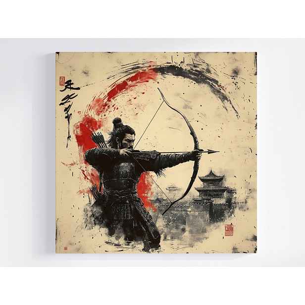 Obraz Na Plátně Canvas Japonsko Asie Bojovník Samuraj Lukostřelec Pagoda 50x50