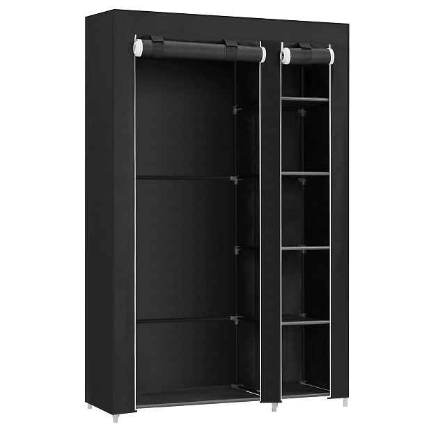 Songmics Skříň s policemi 110 x 45 x 175 cm, černá
