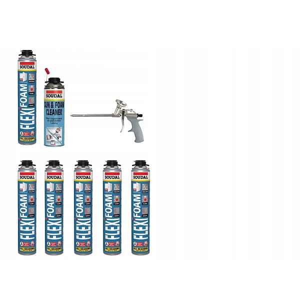 Soudal Pěna Flexifoam 750 ml/118685 6 ks pistole FG-STD15 čistič