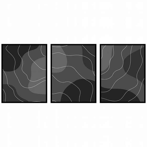 Triptych plakáty abstrakce vzory čárky 3ks 70x100 cm obrazy do obývacího pokoje