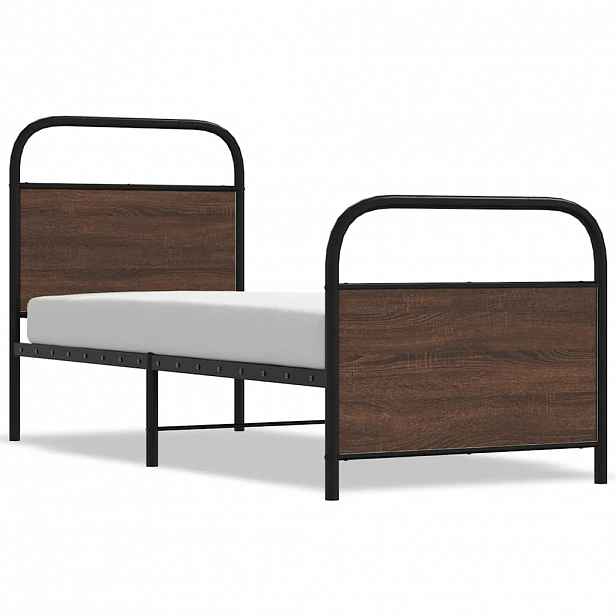 vidaXL Rám postele bez matrace 75x190 cm hnědý dub kompozitní dřevo