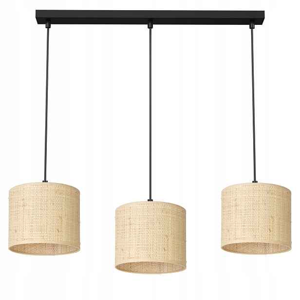 Luminex Ratanová závěsná lampa 3xE27 krémová/černá 75 cm Moderní styl