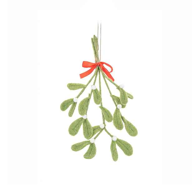 Textilní ručně vyrobená vánoční ozdoba 4 cm Mistletoe Bunch – Sass & Belle
