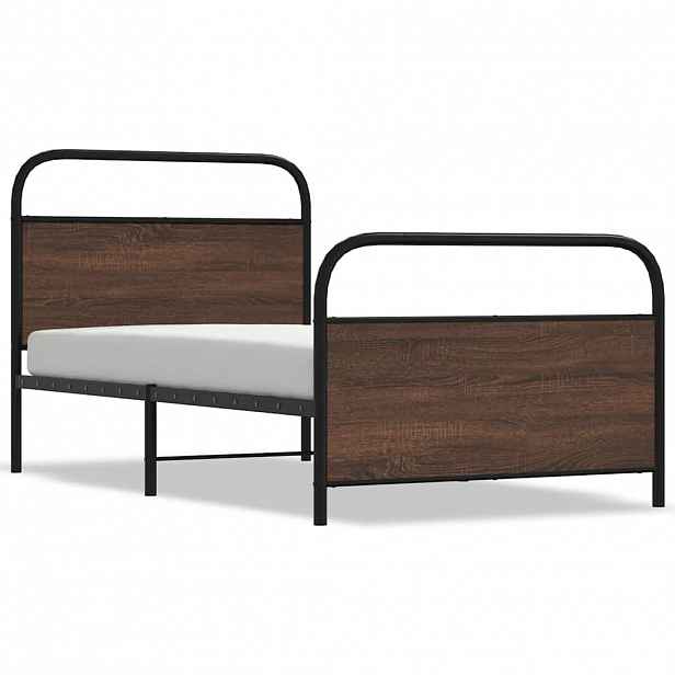 vidaXL Rám postele bez matrace 90x190 cm hnědý dub kompozitní dřevo