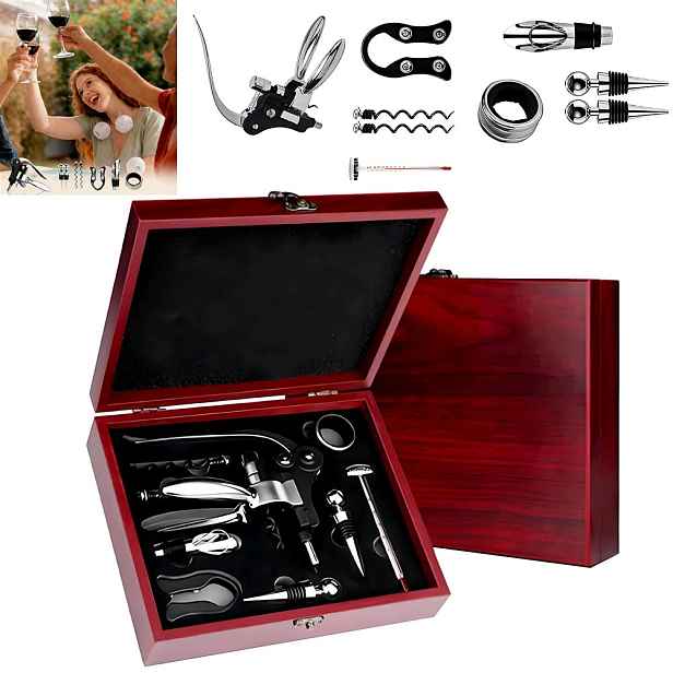 Set na víno Vývrtka otvírák na lahve Dávkovač Termometr Box