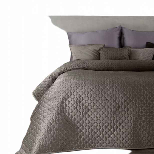 Dekorativní přehoz Dimon 170x210 tmavě béžový, velurový, prošívaný