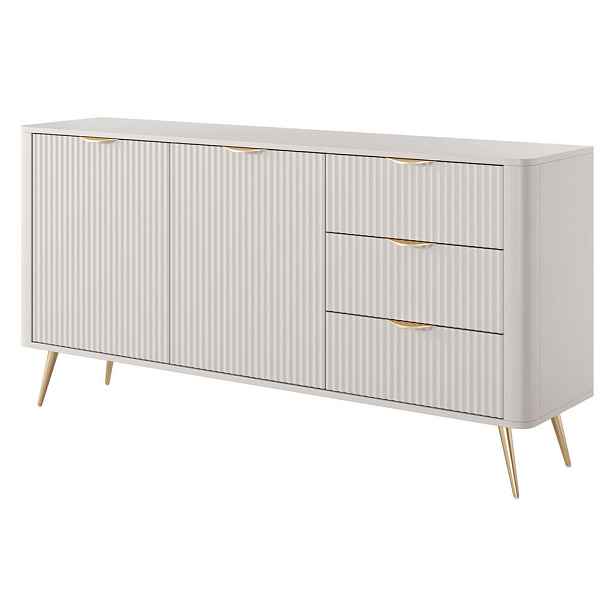 MASSENO KOMODA LANTANA, 163/81/38 cm se 3 zásuvkami a 2 dvířky, béžová