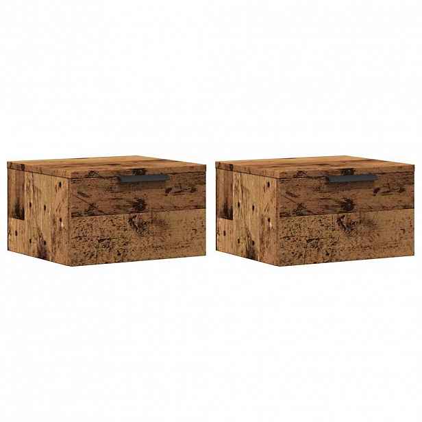 vidaXL Nástěnné noční stolky 2 ks old wood 34 x 30 x 20 cm