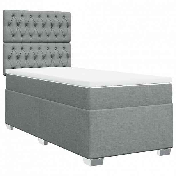 vidaXL Box spring postel s matrací světle šedá 90x190 cm textil
