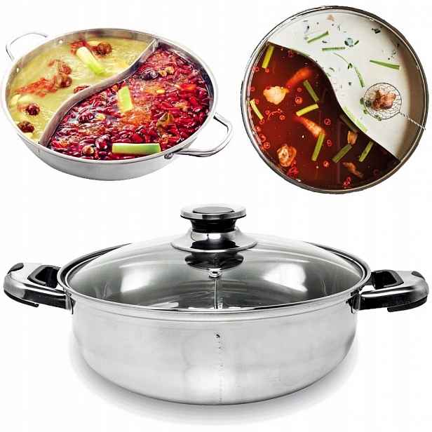 Čínský Hrnec Fondue dělený horkým potem Průměr 28 cm Nerezová Ocel Remo