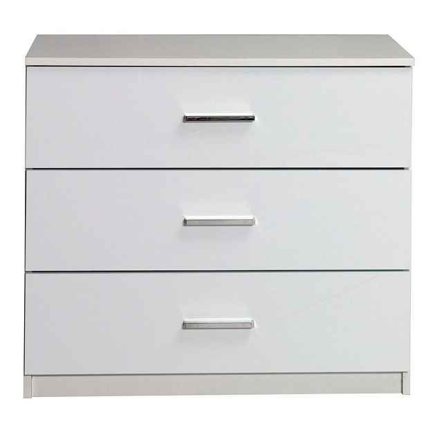 MASSENO KOMODA ALVORN, 93/80,5/42 cm se 3 zásuvkami a dvířky, bílá