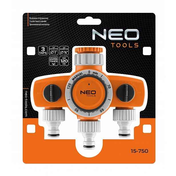 Rozdělovač tříventilový 2 výstupy s blokováním a časovým spínačem Neo