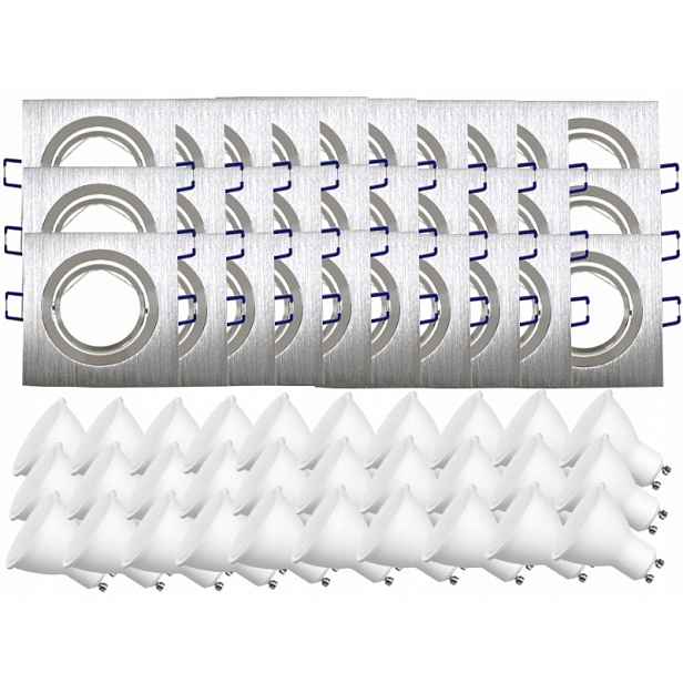 30x Aluminiová Lampička Inox Ocel Kartáčovaná 3W Led Žárovky