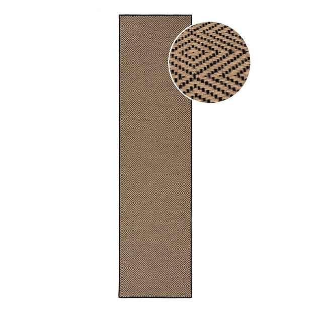 Jutový běhoun v černo-přírodní barvě 60x230 cm Diamond – Flair Rugs