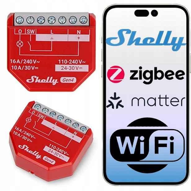 Shelly 1PM Gen4 – WiFi relé Zigbee Matter 16A s měřením energie