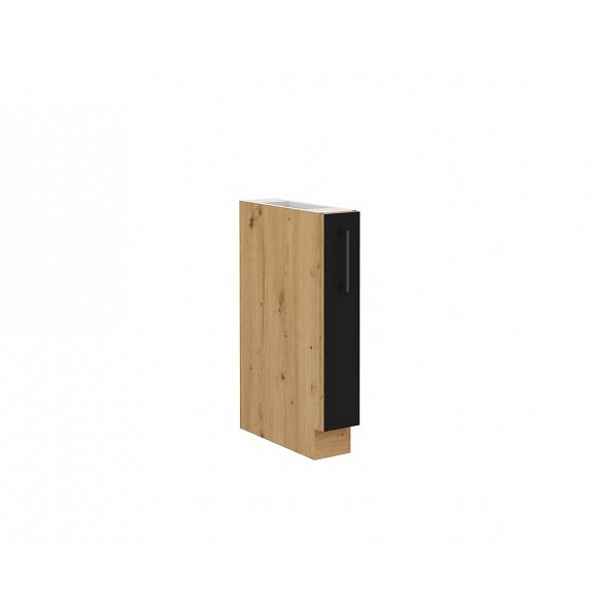 Spodní skříňka s kovovým košíkem, černý mat / dub artisan, Monro 15 D CARGO