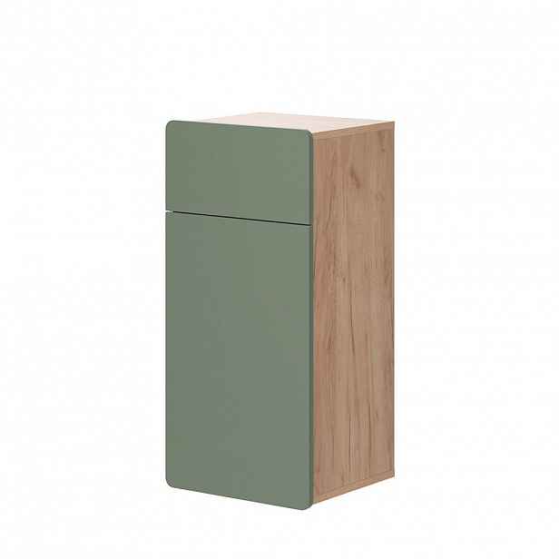 Vicco STŘEDNÍ SKŘÍŇKA Izan Zelený/zlatý dub 36.6 x 76.6 cm se zásuvkou a dvířky