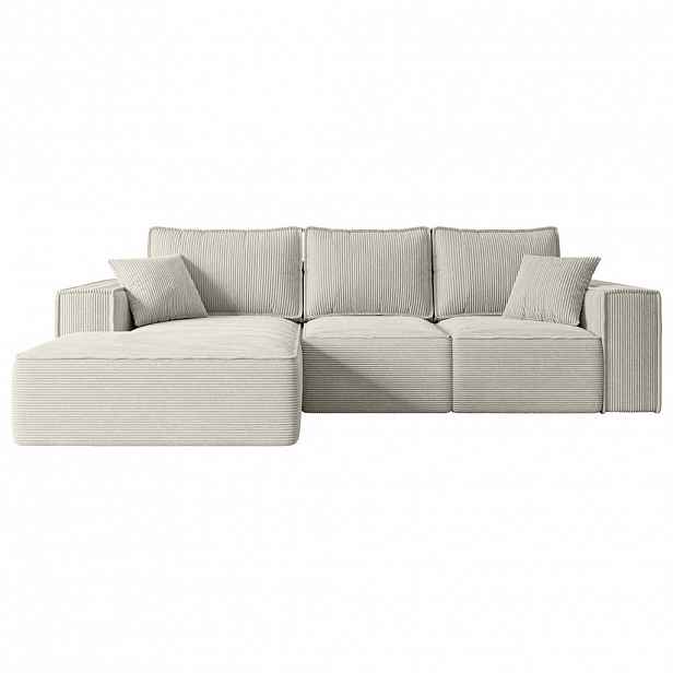 ALTDECOR ROHOVÁ SEDACÍ SOUPRAVA s funkcí lůžka a úložným prostorem SERRA-L-S – 266 x 161 x 87 cm, krémový manšestr