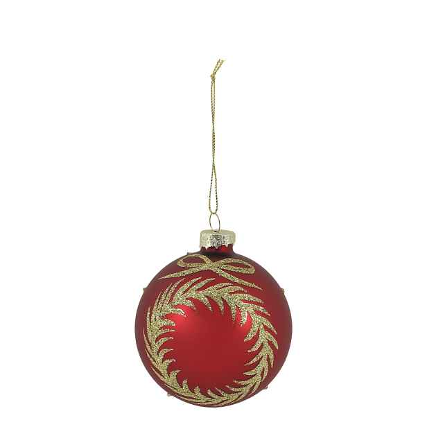 Červená skleněná vánoční ozdoba s girlandou Chic Bauble – Ø 8 cm Chic Antique