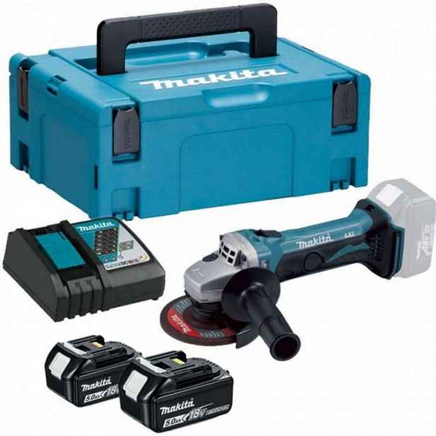 Makita - 18V AKU úhlová bruska 115 mm, 2x aku 5,0 Ah LXT, nabíječka DGA452RTJ