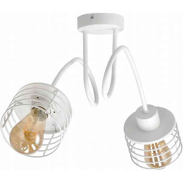Stropní Svítidlo Bílá Loft Led Stínidlo Pružina Bílá E27