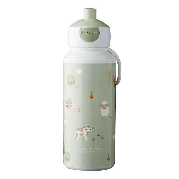 Světle zelená plastová dětská lahev 400 ml Little Farm by Little Dutch – Mepal