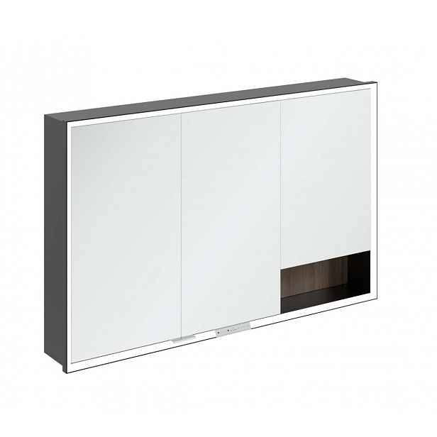 Villeroy & Boch My View+ - Zrcadlová skříňka s LED osvětlením 120x75x17 cm, 3 dvířka, Arizona Oak/matná černá B48212VH