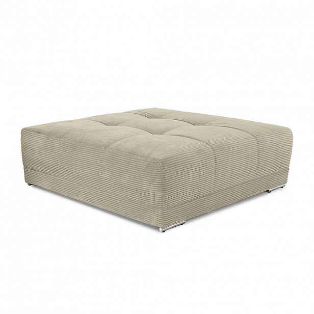 luma-home ČALOUNĚNÁ STOLIČKA XXL s pružinovým jádrem, šířka 120 cm, hloubka 120 cm, výška 39 cm (hodí se k pohovce BIG-SOFA) – manšestr, béžovo-šedá /