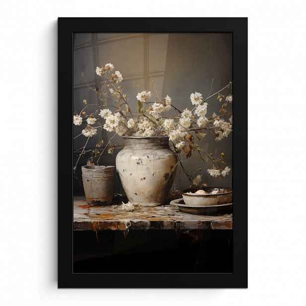 MuchoWow PLAKÁT V RÁMU Zátiší - Květiny - Kytice - Váza - Víno 20x30 cm