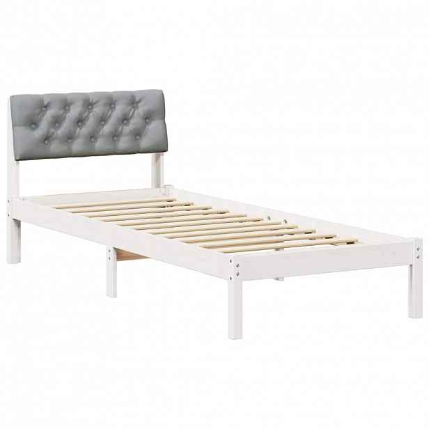 vidaXL Rám postele s čelo Bílá a světle šedá 75 x 190 cm