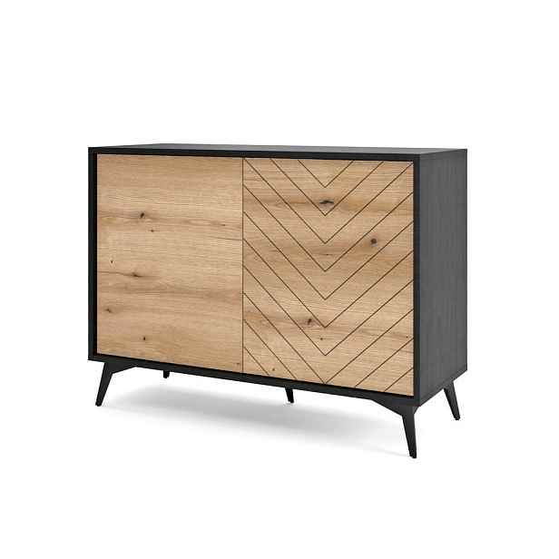 MASSENO KOMODA DIAMANTE, 104/77/39 cm s 2 dvířky, černá
