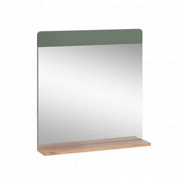 Vicco KOUPELNOVÉ ZRCADLO Izan Zelený/zlatý dub 60 x 62 cm s policí