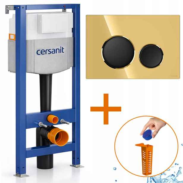 Cersanit Mechanický rám Aqua 50 Set Tlačítko zlatý lesk černá Luna