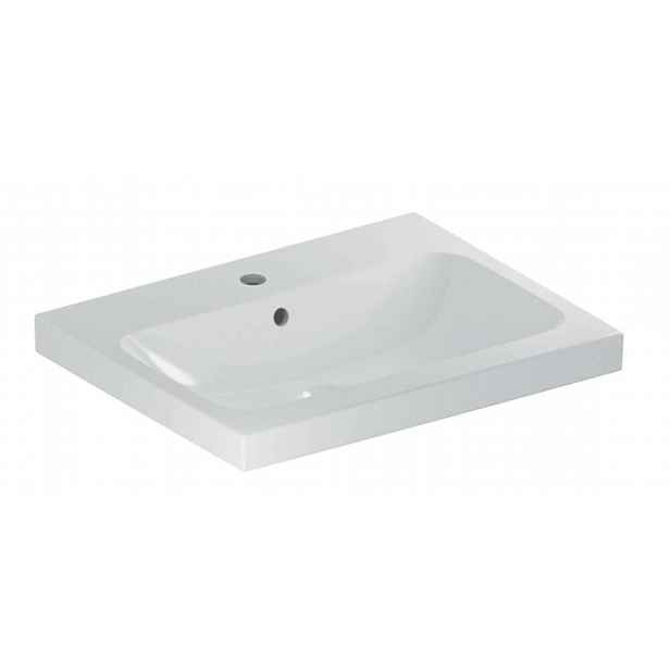 Geberit iCon - Umyvadlo na desku 60x48x16 cm, s přepadem, s otvorem pro baterii, bílá 501.847.00.1