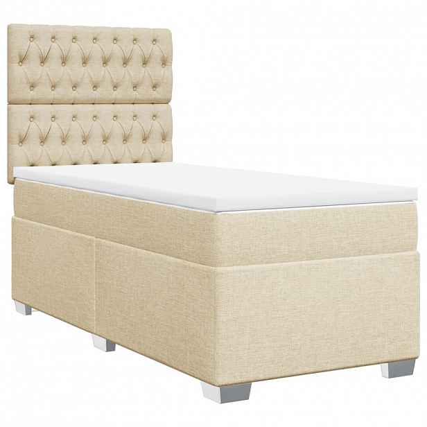 vidaXL Box spring postel s matrací krémová 90x190 cm textil