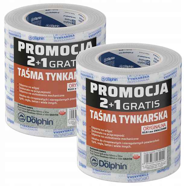 Omítková páska Blue Dolphin pro fasádu 30 dní 48 mm x 50 m 2+1 bílá silná
