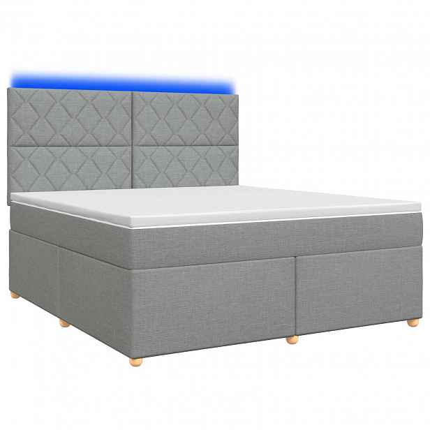 vidaXL Postel boxspring s matrací Světle šedá 160 x 200 cm Textil