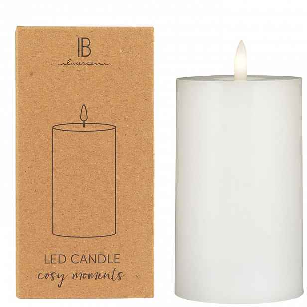 IB Laursen LED sloupová svíčka WARM FLAME SL 12,5 cm bílá