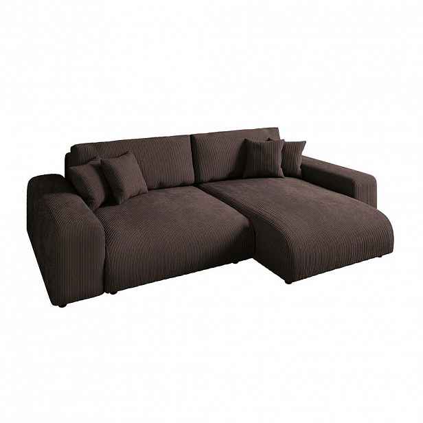luma-home ROHOVÁ POHOVKA s funkcí rozkládání, úložným prostorem, vlnovou pružinovou konstrukcí, 255 × 165 × 84 cm (Š×H×V), manšestr tmavě hnědý / 2100