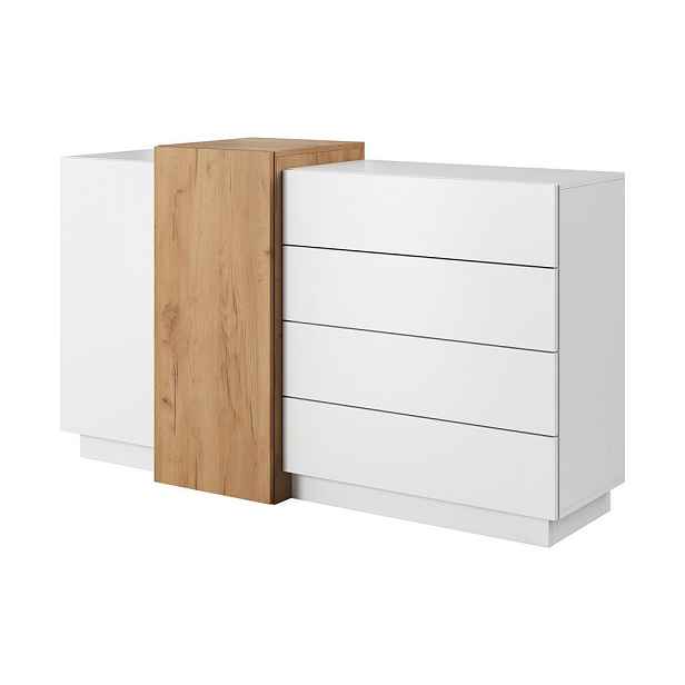 MASSENO KOMODA TRES, 160/94/45 cm se 4 zásuvkami a 2 dvířky, bílá